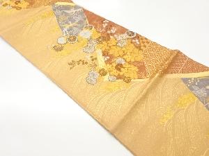 花々に鳥・古典柄模様織出し袋帯